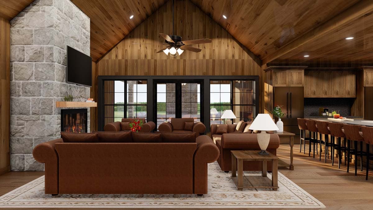 Plan 70887MK: New American Barndominium-Style Plan with Outdoor Fireplace and Oversized RV Garage- 2631 Sq Ft - Image #7 - Barndominium, Country, Craftsman, Farmhouse, New American, Southern