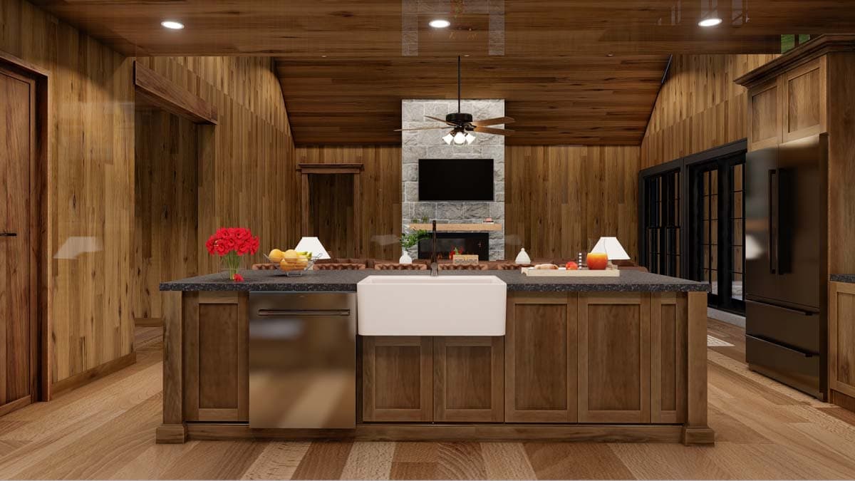 Plan 70887MK: New American Barndominium-Style Plan with Outdoor Fireplace and Oversized RV Garage- 2631 Sq Ft - Image #12 - Barndominium, Country, Craftsman, Farmhouse, New American, Southern