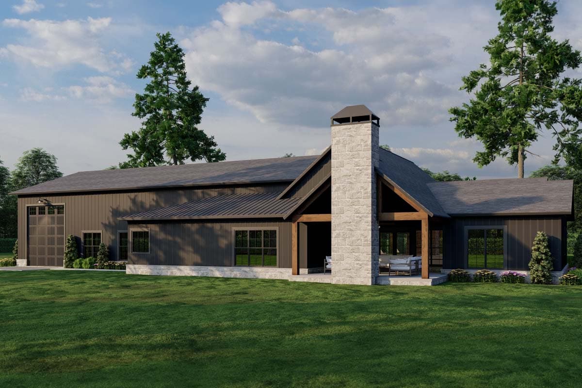 Plan 70887MK: New American Barndominium-Style Plan with Outdoor Fireplace and Oversized RV Garage- 2631 Sq Ft - Image #16 - Barndominium, Country, Craftsman, Farmhouse, New American, Southern