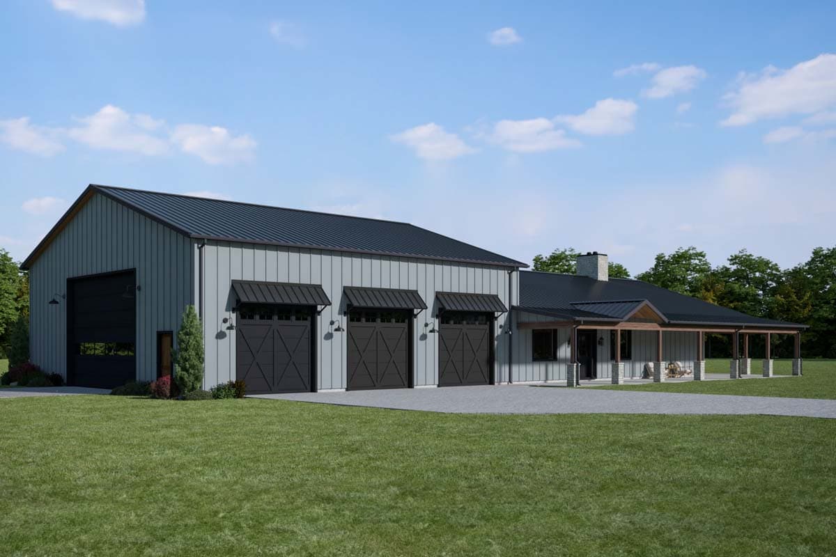 Plan 400022FTY: 3-Bed Barndominium Home Plan with Wrap Around Porch and Playroom - 2423 Sq Ft - Image #32 - Barndominium, Country, Farmhouse, New American, Rustic
