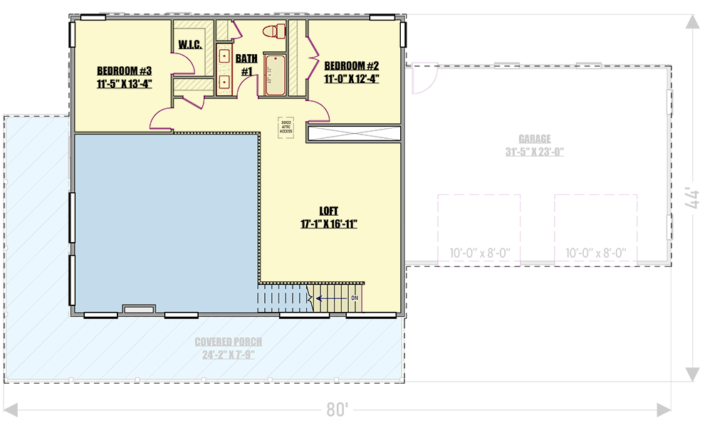 Plan 400023FTY: 2-Story Barndominium-Style Home Plan with Master on 1st Floor and Loft - 2310 Sq Ft - Floor Plan - 2nd Floor - Barndominium, Country, Modern Farmhouse, New American