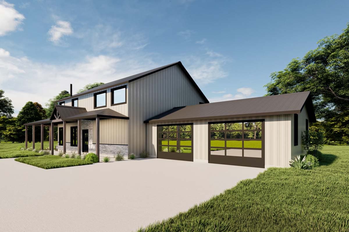 Plan 400023FTY: 2-Story Barndominium-Style Home Plan with Master on 1st Floor and Loft - 2310 Sq Ft - Image #13 - Barndominium, Country, Modern Farmhouse, New American