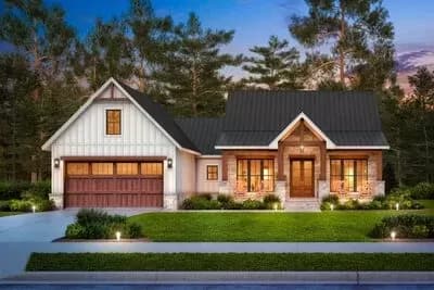 3-Bed Modern Farmhouse Starter Home Plan with Optionally Finished Bonus Room - 1793 Sq Ft