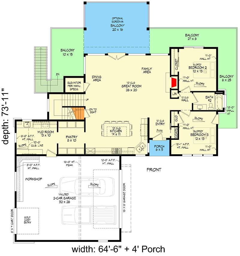 Plan 680331VR: Lake House Plan with Upstairs Master Suite and Optional Lower Level - 2894 Sq Ft - Floor Plan - Main Level - Contemporary, Mountain