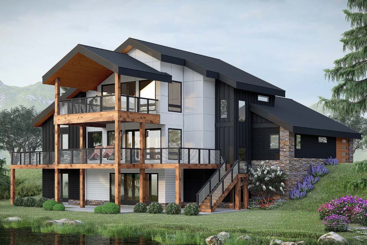 Plan 680331VR: Lake House Plan with Upstairs Master Suite and Optional Lower Level - 2894 Sq Ft - Image #4 - Contemporary, Mountain