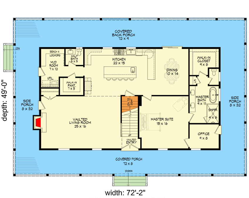 Plan 680333VR: 3-Bedroom Farmhouse Plan with Semi-Closed Floor Plan  - 3042 Sq Ft - Floor Plan - Main Level - Country, Farmhouse, Modern Farmhouse, Ranch, Traditional