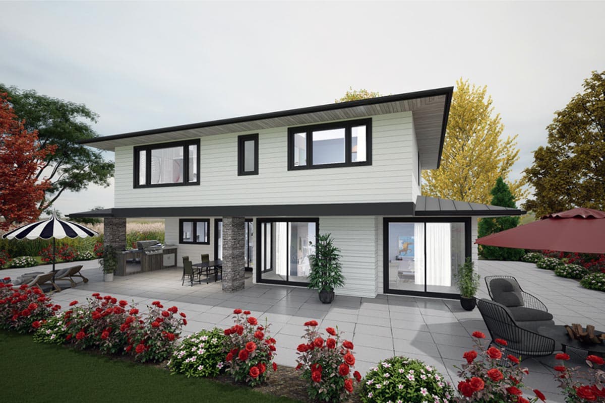 Plan 147009RML: Modern Northwest Style Home Plan with Outdoor Kitchen and 2 Car Garage - Image #8 - Contemporary, Mid Century Modern, Modern, Northwest