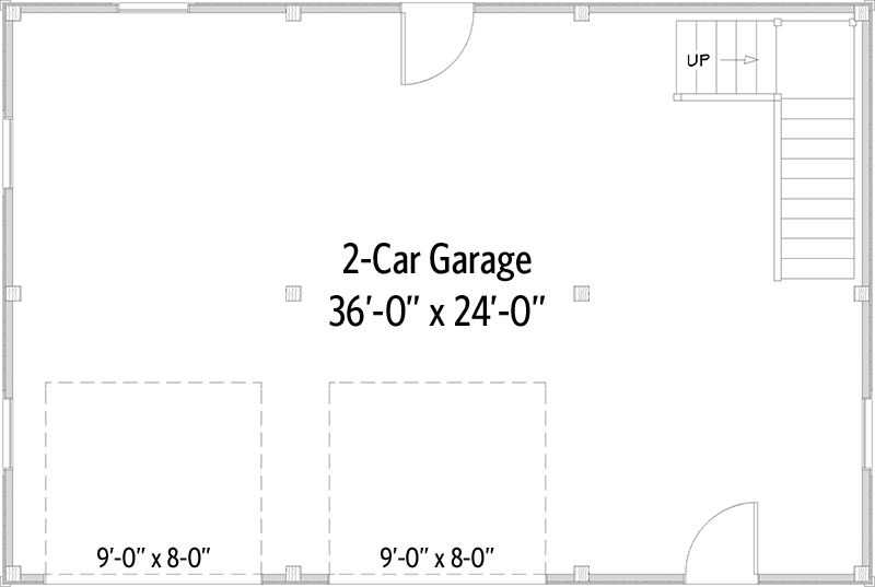Plan 373010TMB: Timber-Framed 2-Car Garage Barn with Workshop Loft Upstairs - Floor Plan - Main Level - Barndominium, Country, Rustic