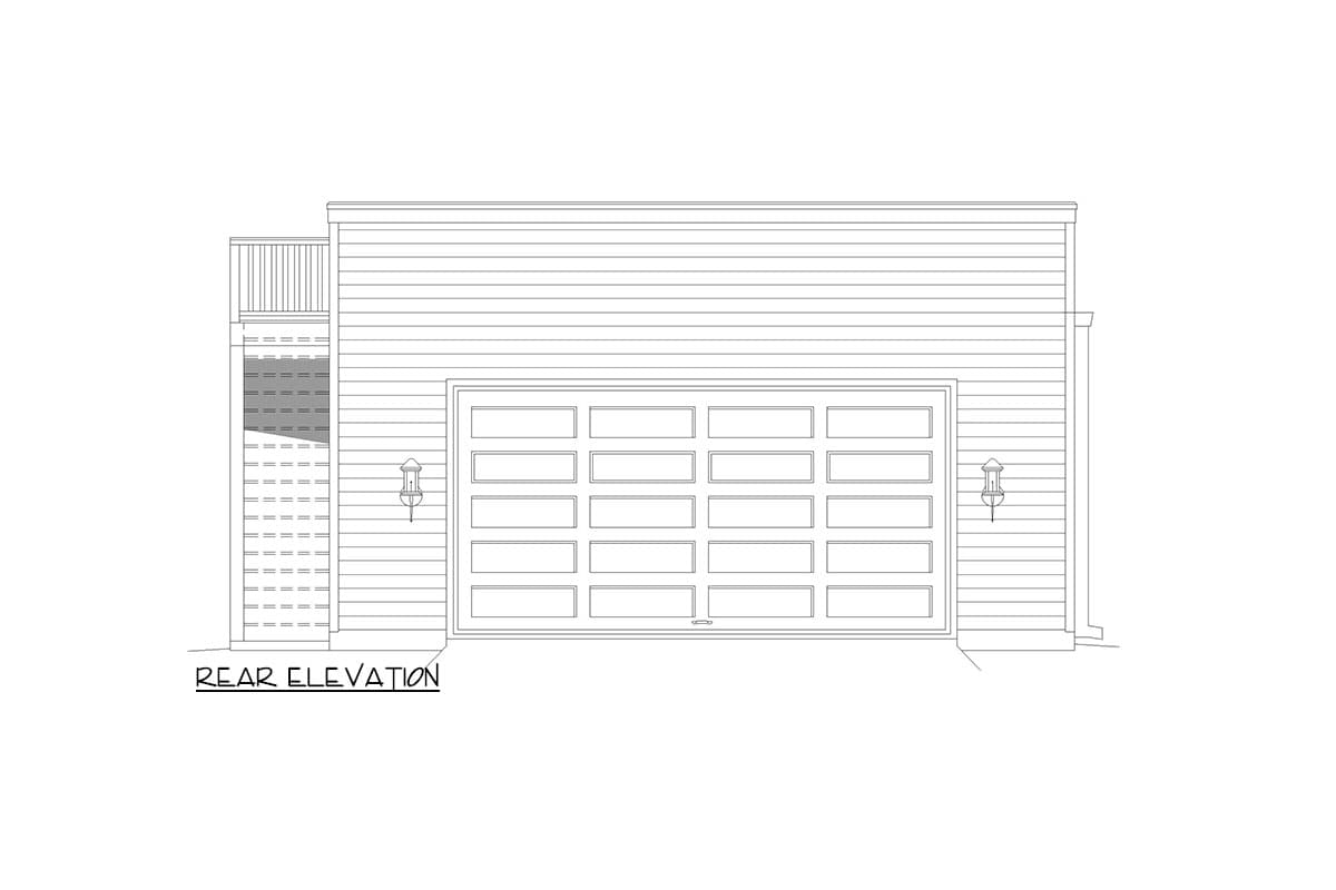 Plan 680338VR: Contemporary RV Garage with Rooftop Deck - 1188 Sq Ft - Image #4 - Contemporary