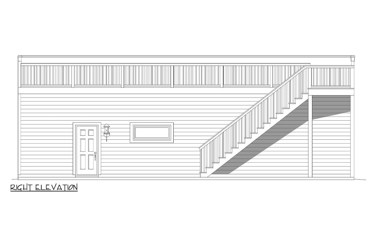 Plan 680338VR: Contemporary RV Garage with Rooftop Deck - 1188 Sq Ft - Image #5 - Contemporary