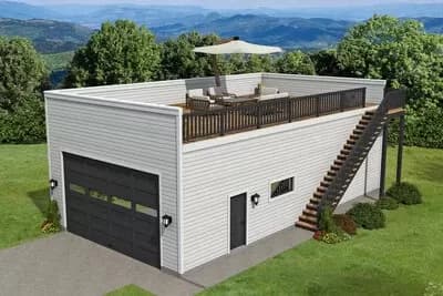 Contemporary RV Garage with Rooftop Deck - 1188 Sq Ft