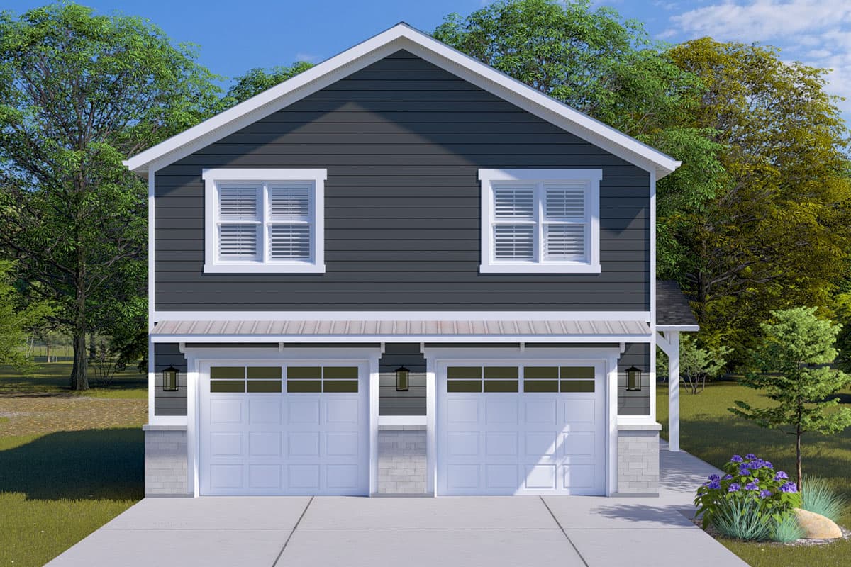 Plan 61507UT: Traditional 2-Bed ADU with Open Concept and Garage Below - 1049 Sq Ft - Image #5 - Carriage, Country, Traditional