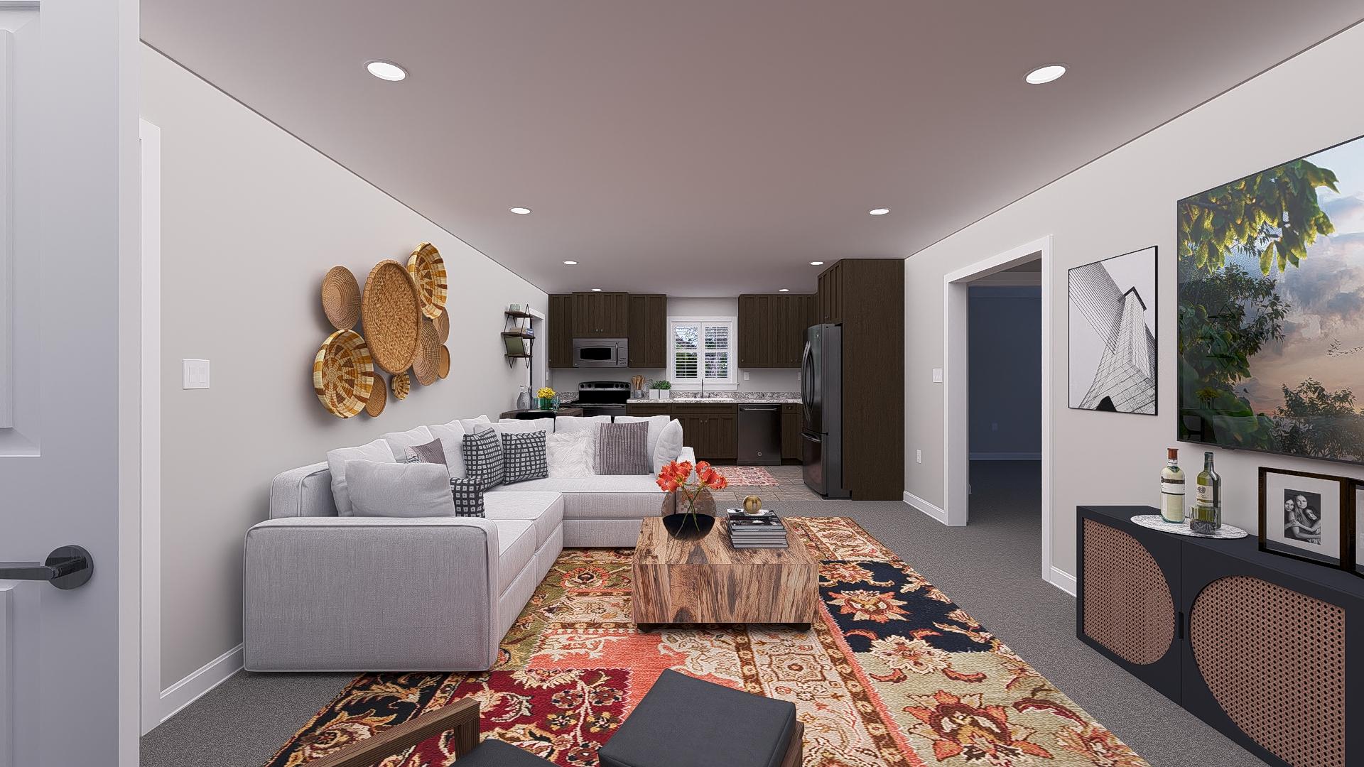 Plan 61507UT: Traditional 2-Bed ADU with Open Concept and Garage Below - 1049 Sq Ft - Image #6 - Carriage, Country, Traditional