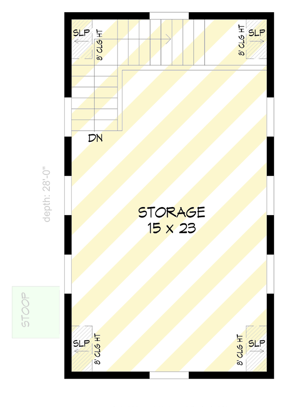 Plan 680339VR: Farmhouse Style Garage Plan with Storage Room Above - 448 Sq Ft - Floor Plan - 2nd Floor - Cottage, Country, Farmhouse