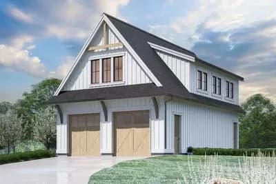 4-Car Modern Farmhouse Garage with 2-Bed ADU - 890 Sq Ft