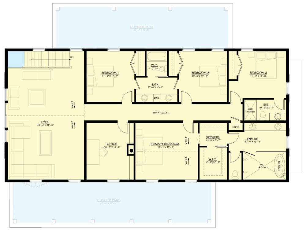 Plan 270102AF: 4-Bed Barndominium-Style House Plan with Vaulted Loft - 3450 Sq Ft - Floor Plan - 2nd Floor - Barndominium, Country, Modern Farmhouse, New American