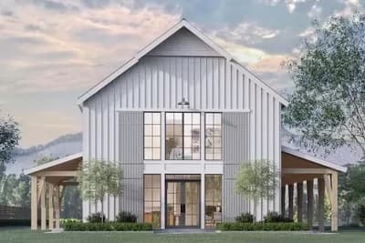 4-Bed Barndominium-Style House Plan with Vaulted Loft - 3450 Sq Ft