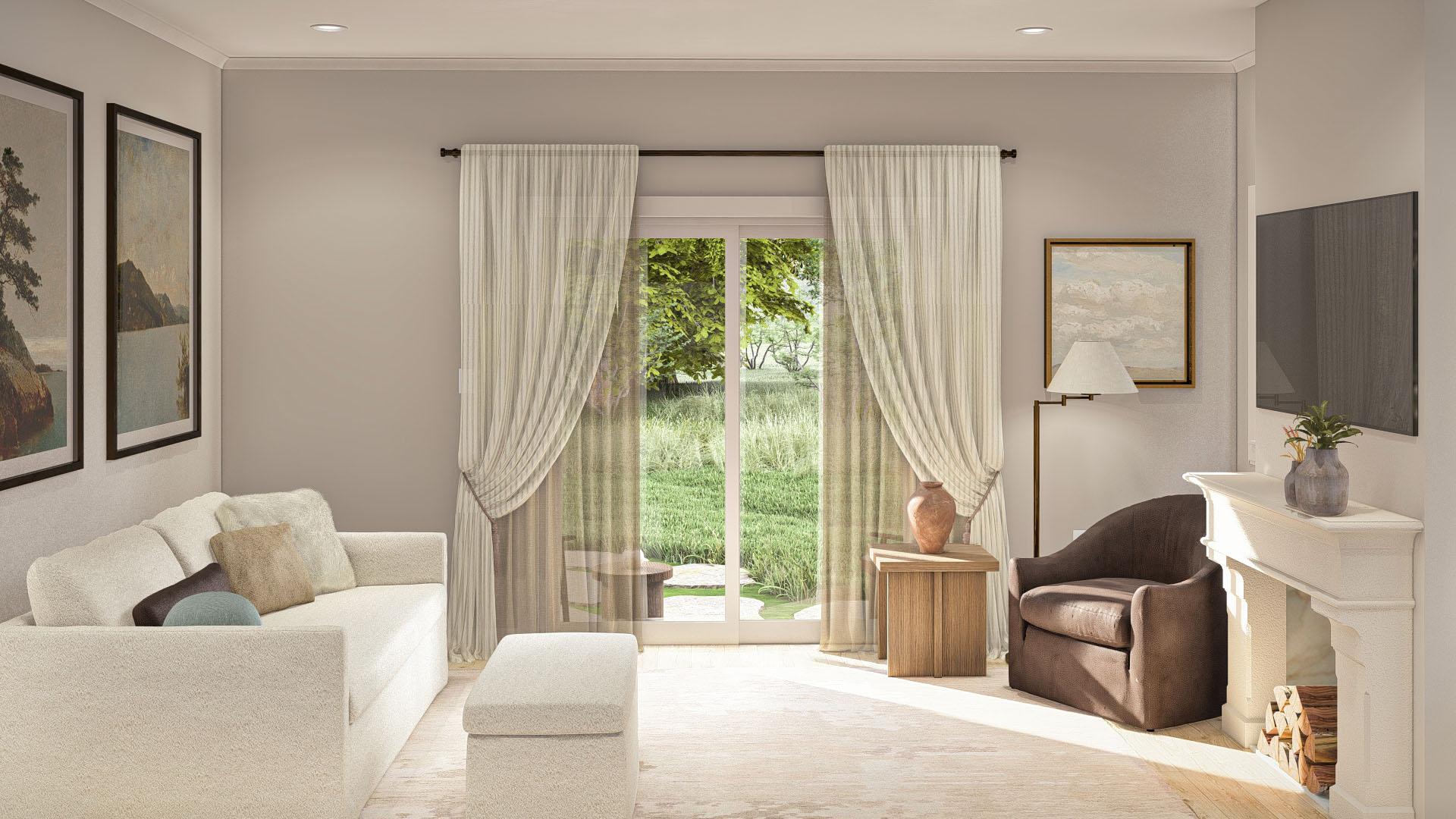 Plan 623367DJ: 2-Bed ADU Home Plan with Fireplace - 866 Sq Ft - Image #13 - Cottage, Country, Traditional