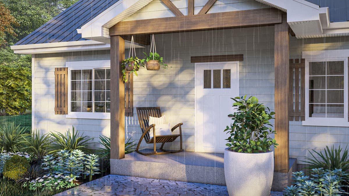 Plan 623367DJ: 2-Bed ADU Home Plan with Fireplace - 866 Sq Ft - Image #6 - Cottage, Country, Traditional