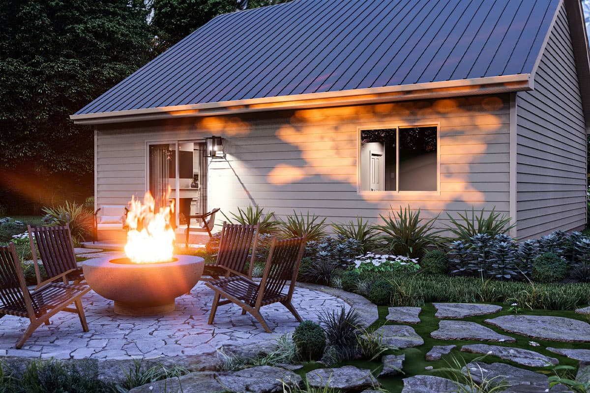 Plan 623367DJ: 2-Bed ADU Home Plan with Fireplace - 866 Sq Ft - Image #5 - Cottage, Country, Traditional