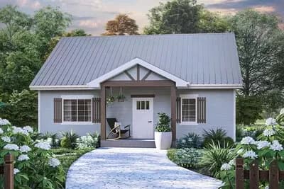 2-Bed ADU Home Plan with Fireplace - 866 Sq Ft