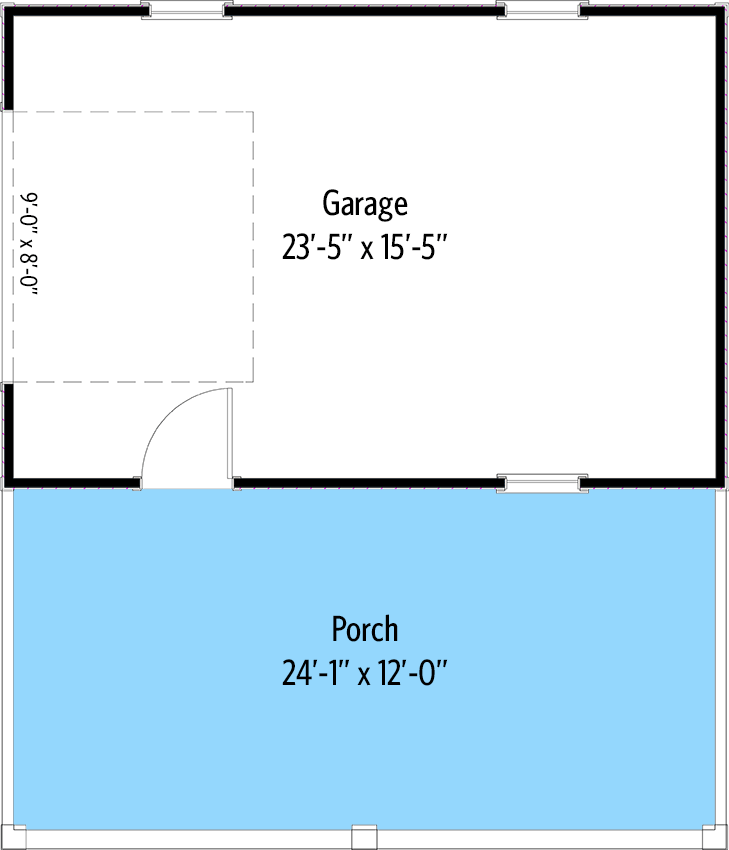 Plan 373011TMB: Timber-Framed 1-Car Rustic Garage with Covered Storage Area - 384 Sq Ft - Floor Plan - Main Level - Mid Century Modern, Modern, Rustic