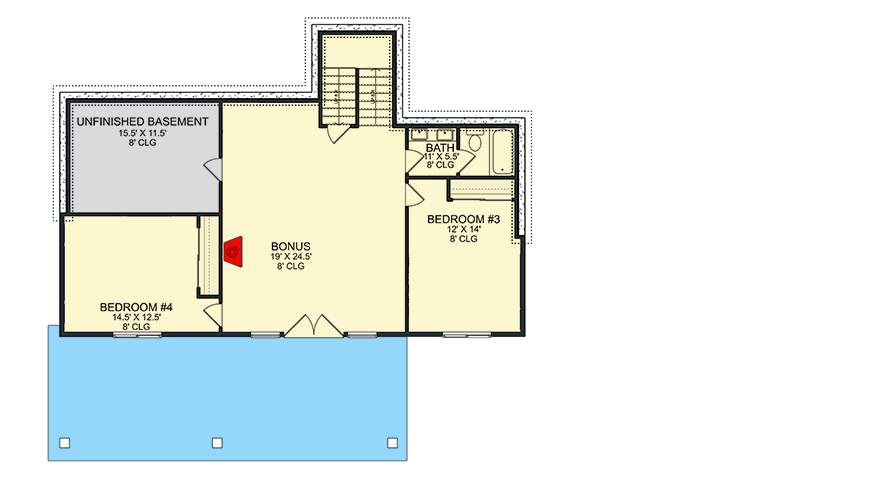 Plan 580103DFT: 4-Bed Traditional Ranch Home Plan with Angled Garage - 2586 Sq Ft - Floor Plan - Lower Level - Ranch, Traditional
