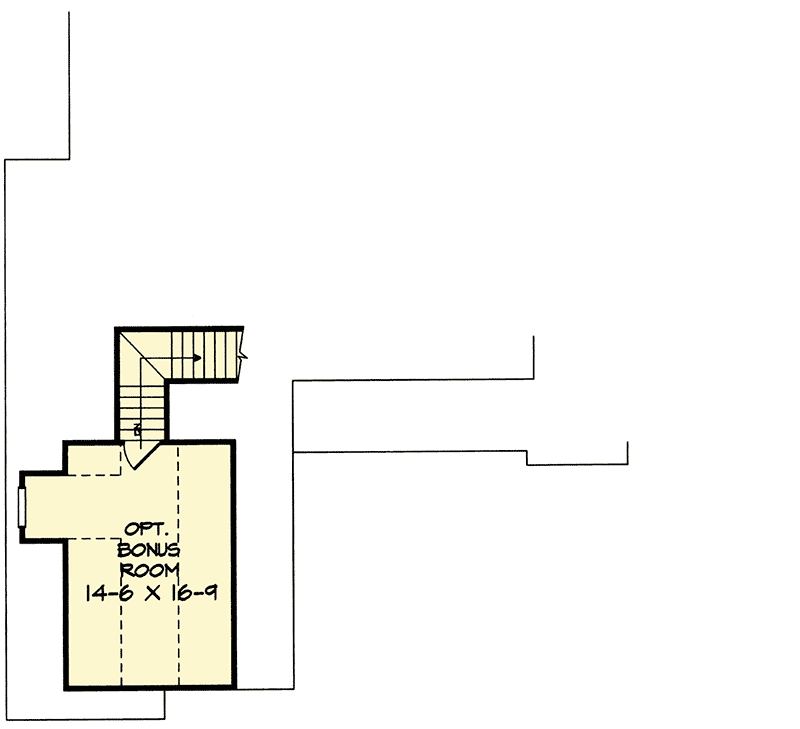 Plan 3628DK: 3-Bed Country Home Plan with Bonus Above - 1477 Sq Ft - Floor Plan - Bonus - Country, Ranch