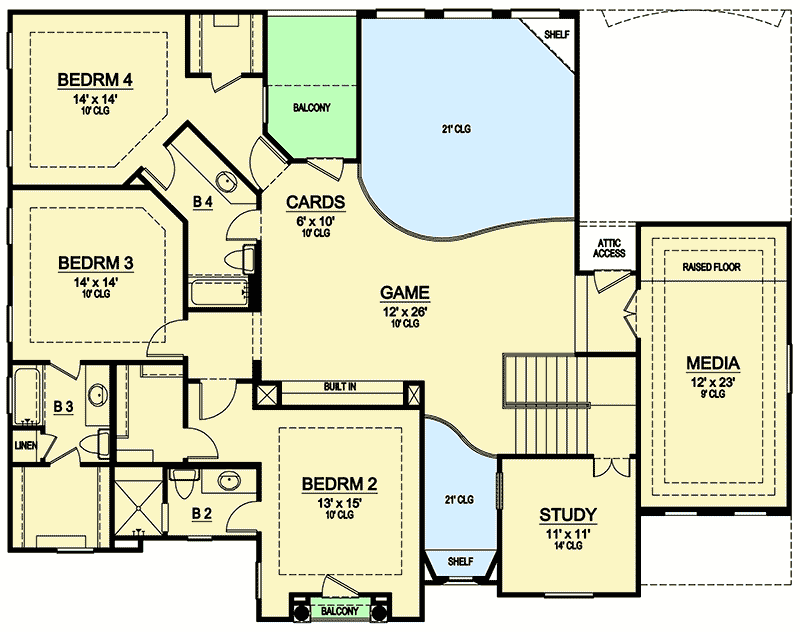 Plan 36281TX: Mediterranean Splendor - Floor Plan - 2nd Floor - European, Mediterranean, Spanish