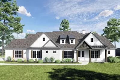 3-Bed Country Craftsman House Plan with Home Office Under 3000 Sq Ft