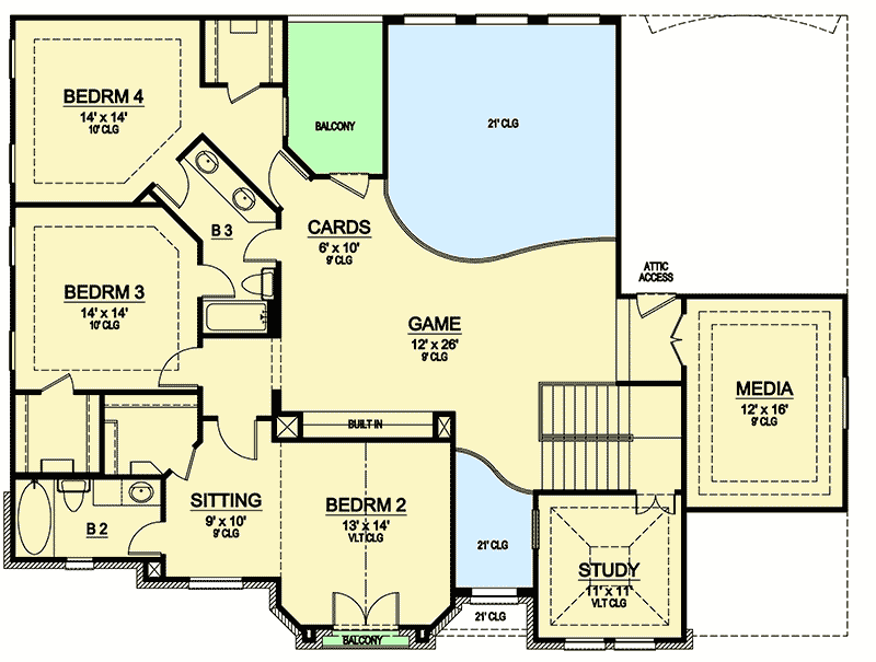 Plan 36284TX: Elegant Home Plan with Indoor Grotto - Floor Plan - 2nd Floor - European, Traditional, Tuscan