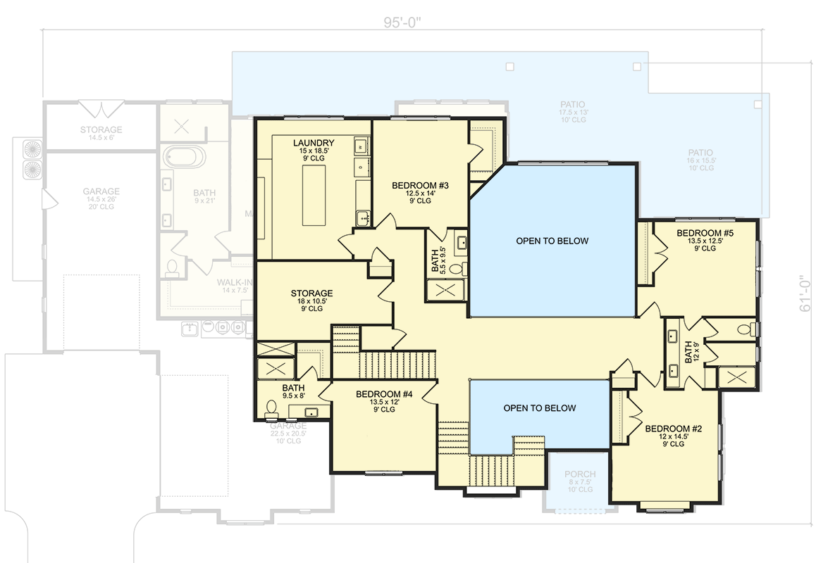 Plan 580107DFT: 2-Story New Traditional Style Home Plan with Two Story Great Room and Theater Room - 4899 Sq Ft - Floor Plan - 2nd Floor - European, French Country, Southern, Traditional, Transitional