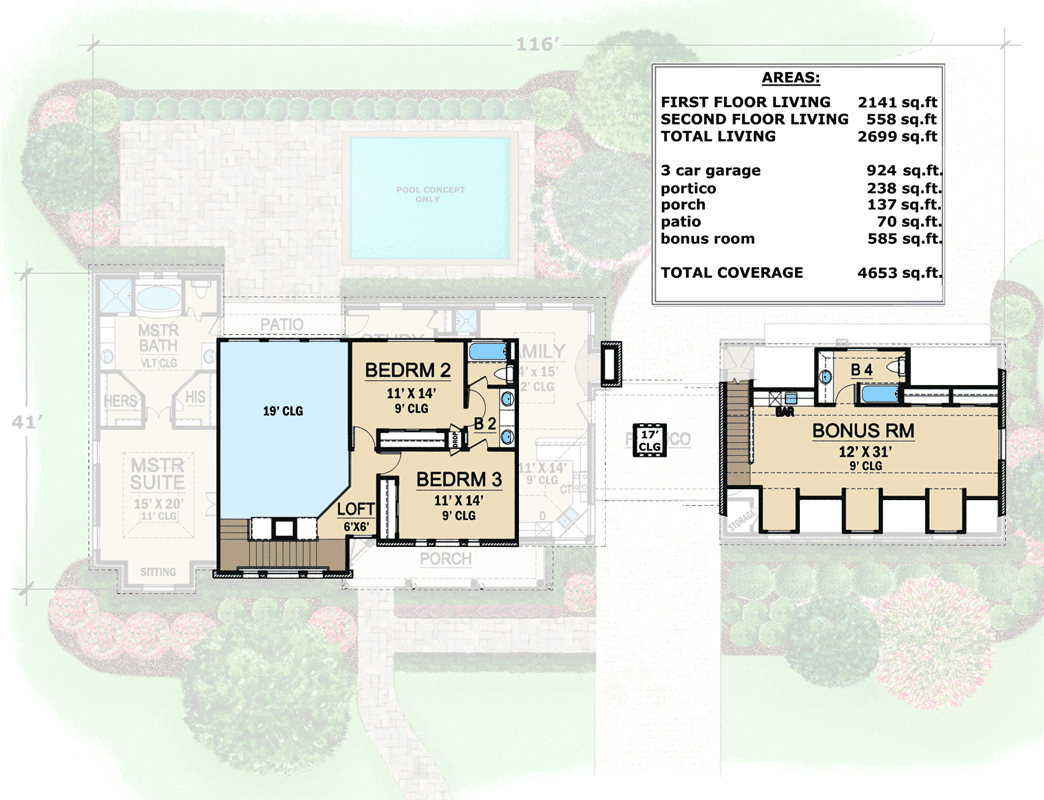 Plan 36293TX: Private Guest Room or In-Law Suite - Floor Plan - 2nd Floor - Colonial, European, French Country, Hill Country