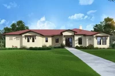 3-Bed Southwest Style Ranch House Plan with Home Office - 2725 Sq Ft
