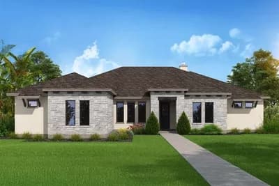 Single-Story Southwest Ranch House Plan with Jack & Jill Bath - 2824 Sq Ft