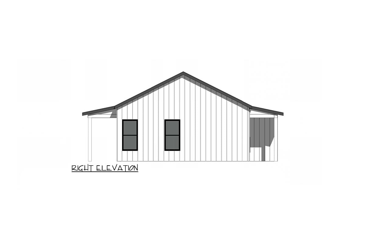 Plan 420145WNT: Country Ranch Duplex Home Plan with 1-Bed Units - 612 Sq Ft Each - Image #5 - Cottage, Country, Modern Farmhouse, Traditional