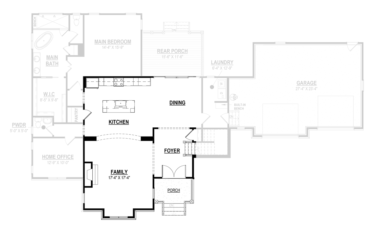 Plan 83663CRW: 4-Bed Transitional Home Plan with Loft Under 3300 Sq Ft - Floor Plan - Alternate Fireplace Location - Transitional
