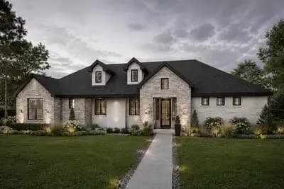 3-Bed Southern Traditional Home Plan U-Shape Kitchen Under 2400 Square Feet