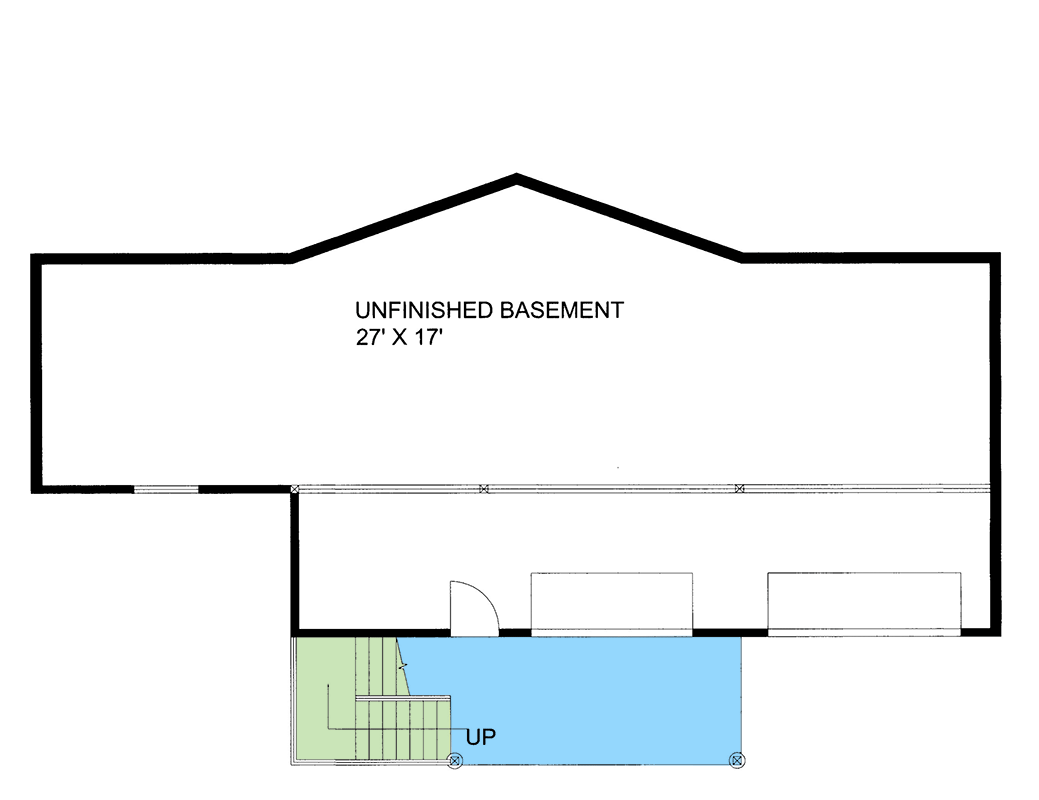 Plan 350065GH: 2-Bed Traditional 2-Car Drive Under Garage on a Sloping Lot - 1366 Sq Ft - Floor Plan - Lower Level - Traditional