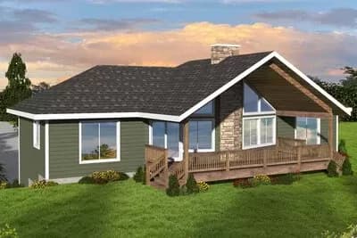 2-Bed Traditional 2-Car Drive Under Garage on a Sloping Lot - 1366 Sq Ft