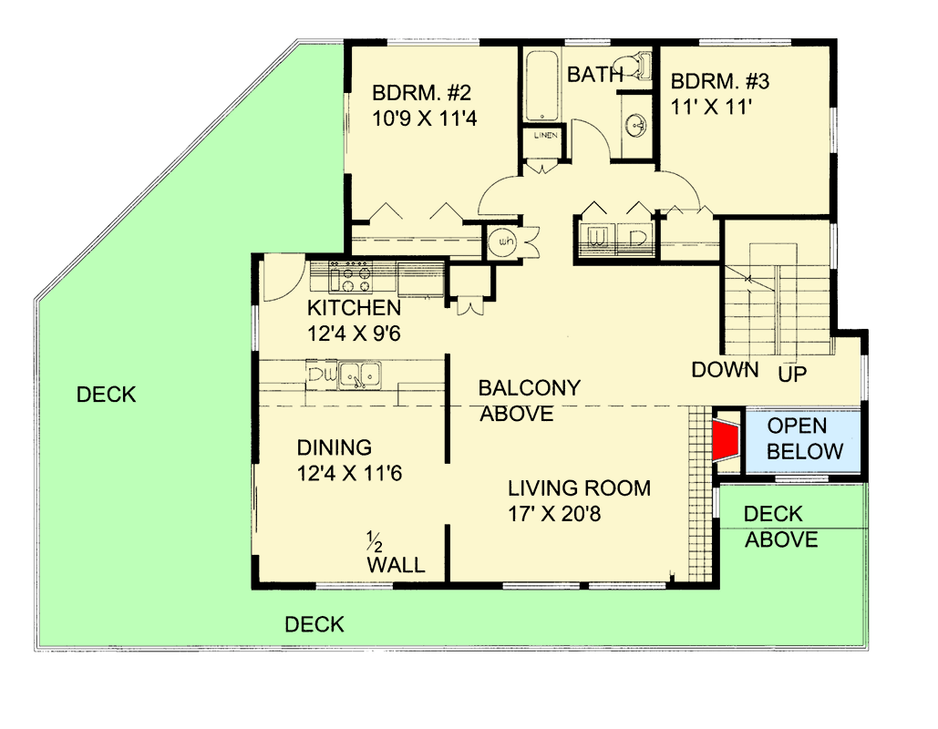 Plan 350066GH: 3-Bed Contemporary With Two Story Great Room and Upstairs Master Suite - 2143 Sq Ft - Floor Plan - Main Level - Contemporary, Modern, Northwest