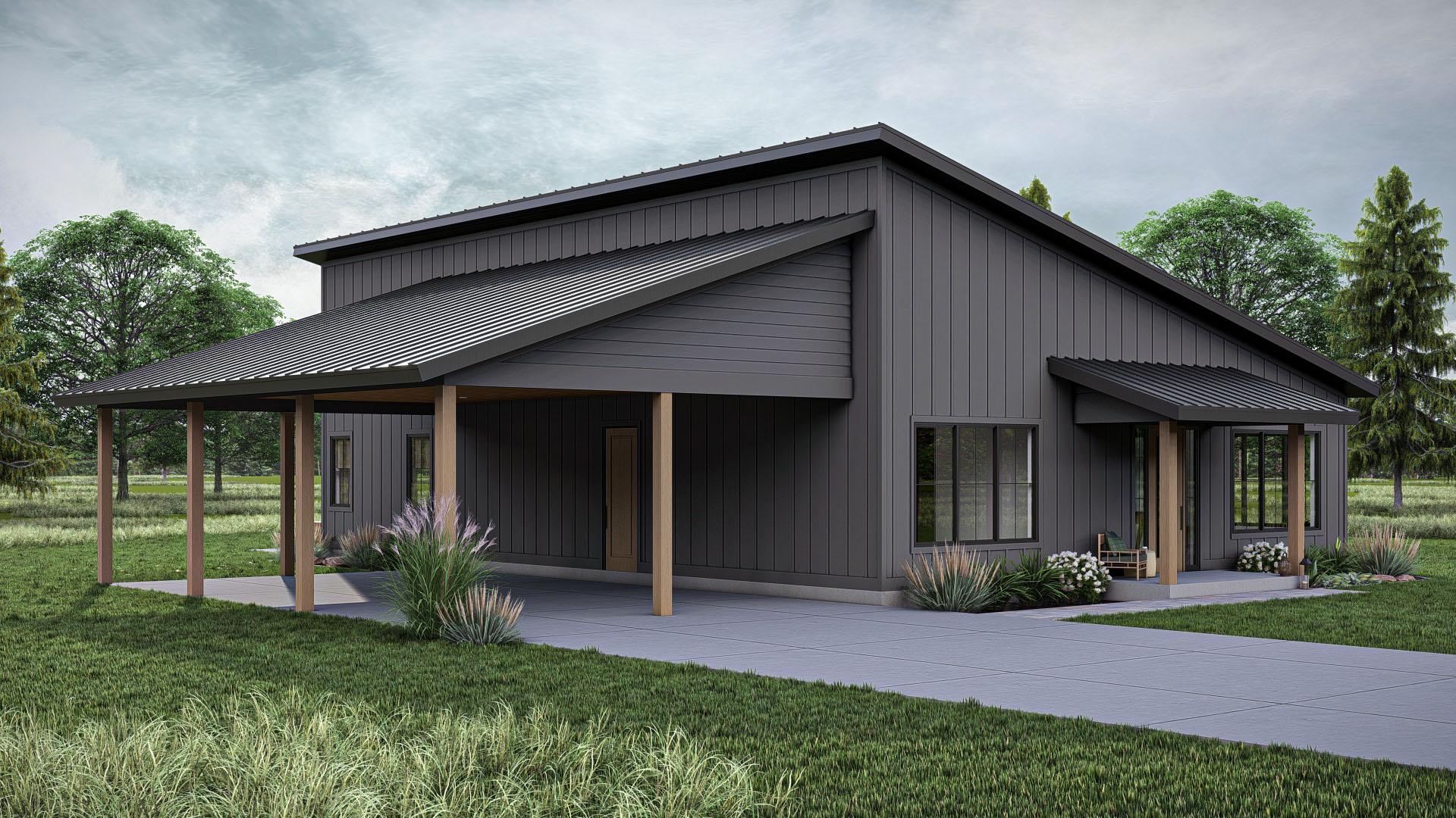 Plan 623369DJ: 2-Bed Modern Barndominium with Home Office and Great Room - 2214 Sq Ft - Image #11 - Barndominium, Country, Craftsman, Modern, New American