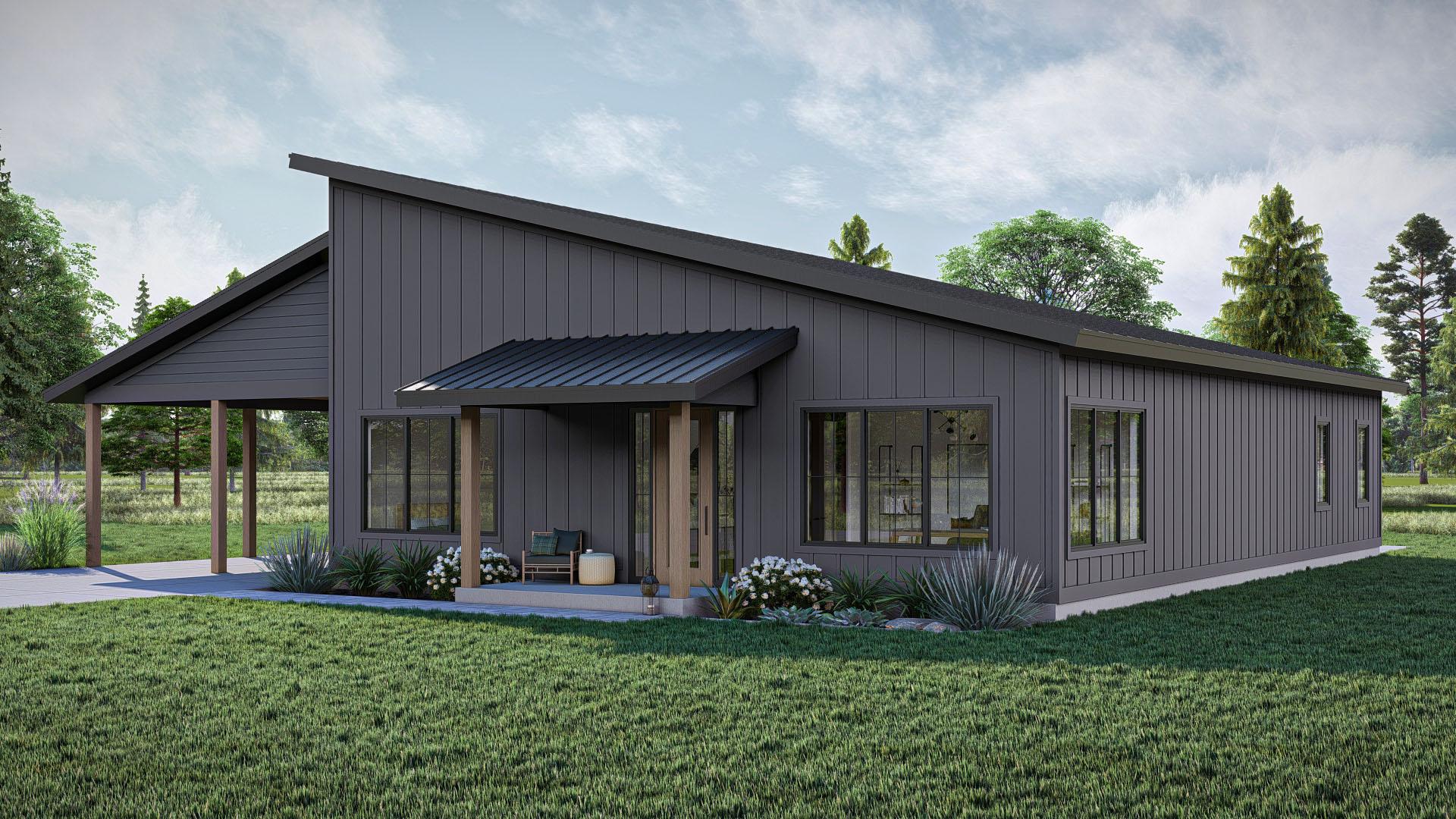 Plan 623369DJ: 2-Bed Modern Barndominium with Home Office and Great Room - 2214 Sq Ft - Image #9 - Barndominium, Country, Craftsman, Modern, New American