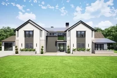 2-Story Contemporary Home Plan with Media Room and Playroom - 6684 Sq Ft