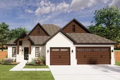 3-Bed Traditional Home Plan with Pocket Office and Covered Patio