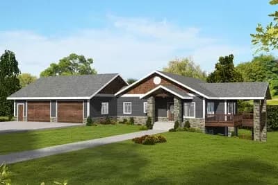 3-Bed Mountain Ranch with Stacked Porches and Home Office