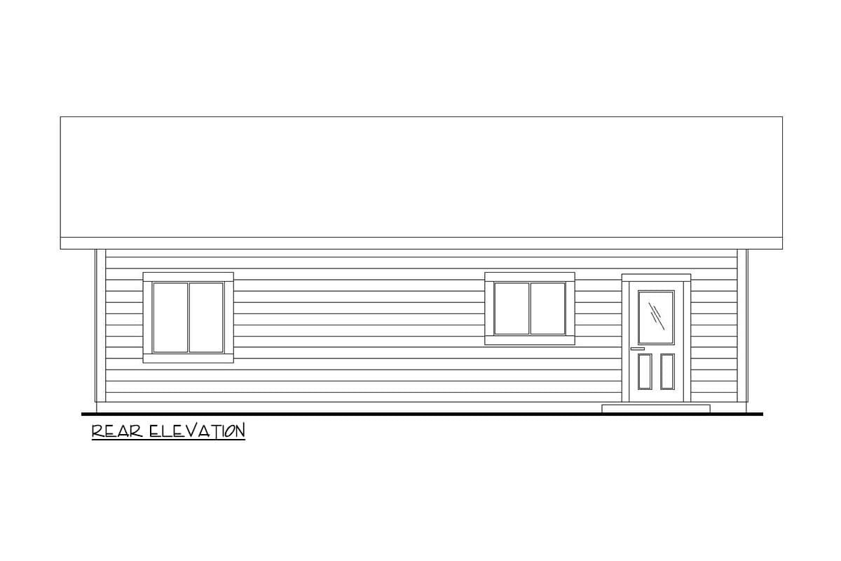 Plan 350077GH: 2-Bed Ranch-Style Home Plan with Great Room and U-Shaped Kitchen - 1188 Sq Ft - Image #4 - Cottage, Ranch