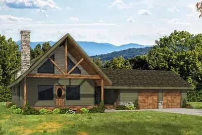 2-Bed Mountain Home Plan with Two Story Great Room and Loft - 1600 Sq Ft