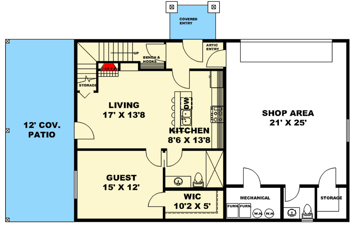 Plan 350079GH: 3-Bed Mountain House Plan with Main Level Apartment and Two Story Great Room - 2972 Sq Ft - Floor Plan - Main Level Apartment - Country, Mountain
