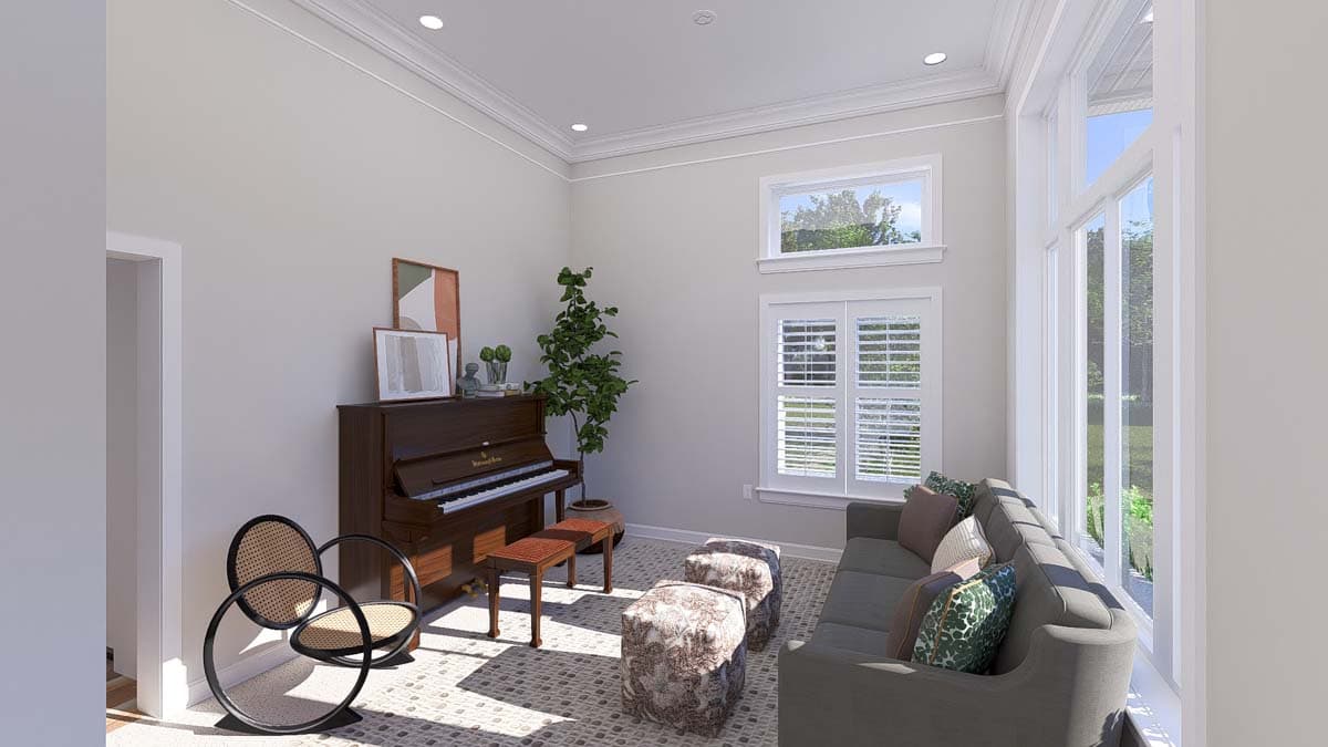 Plan 61508UT: Two-Story Traditional Home Plan with Bonus Above and Home Office - 2845 Sq Ft - Image #7 - Craftsman, Traditional